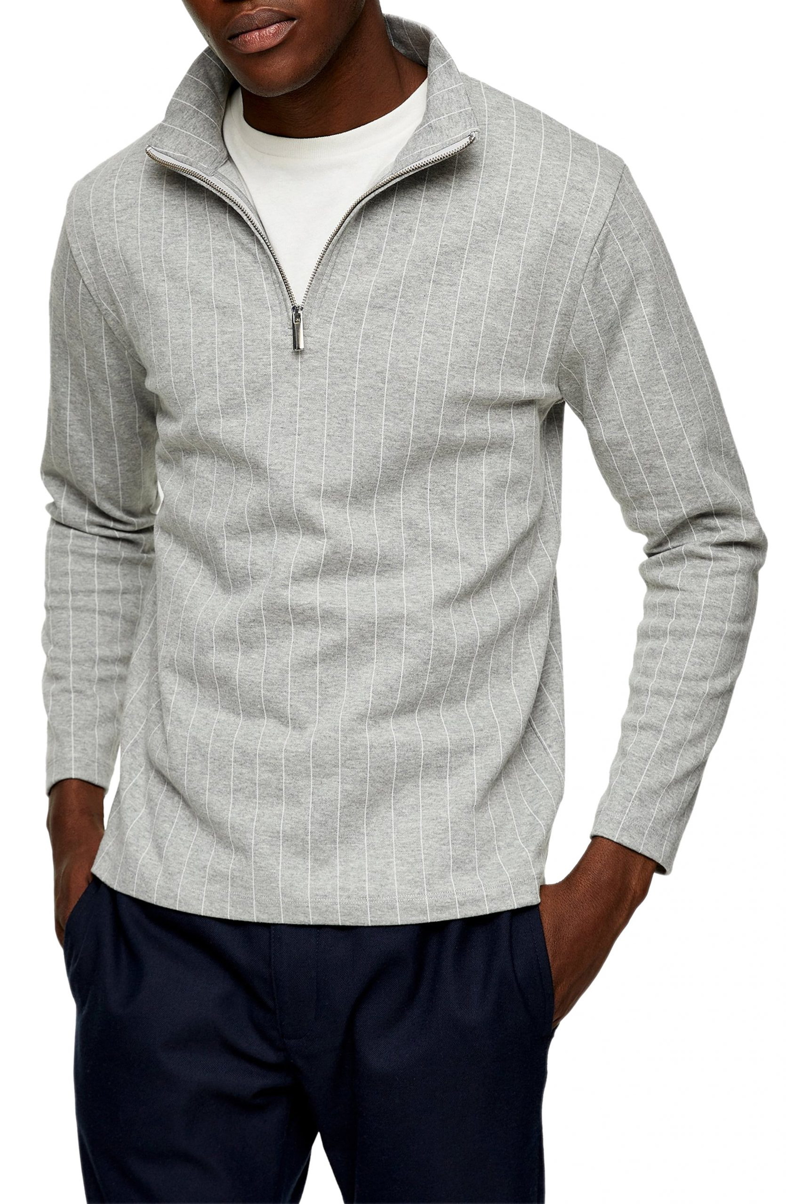 grey quarter zip pullover