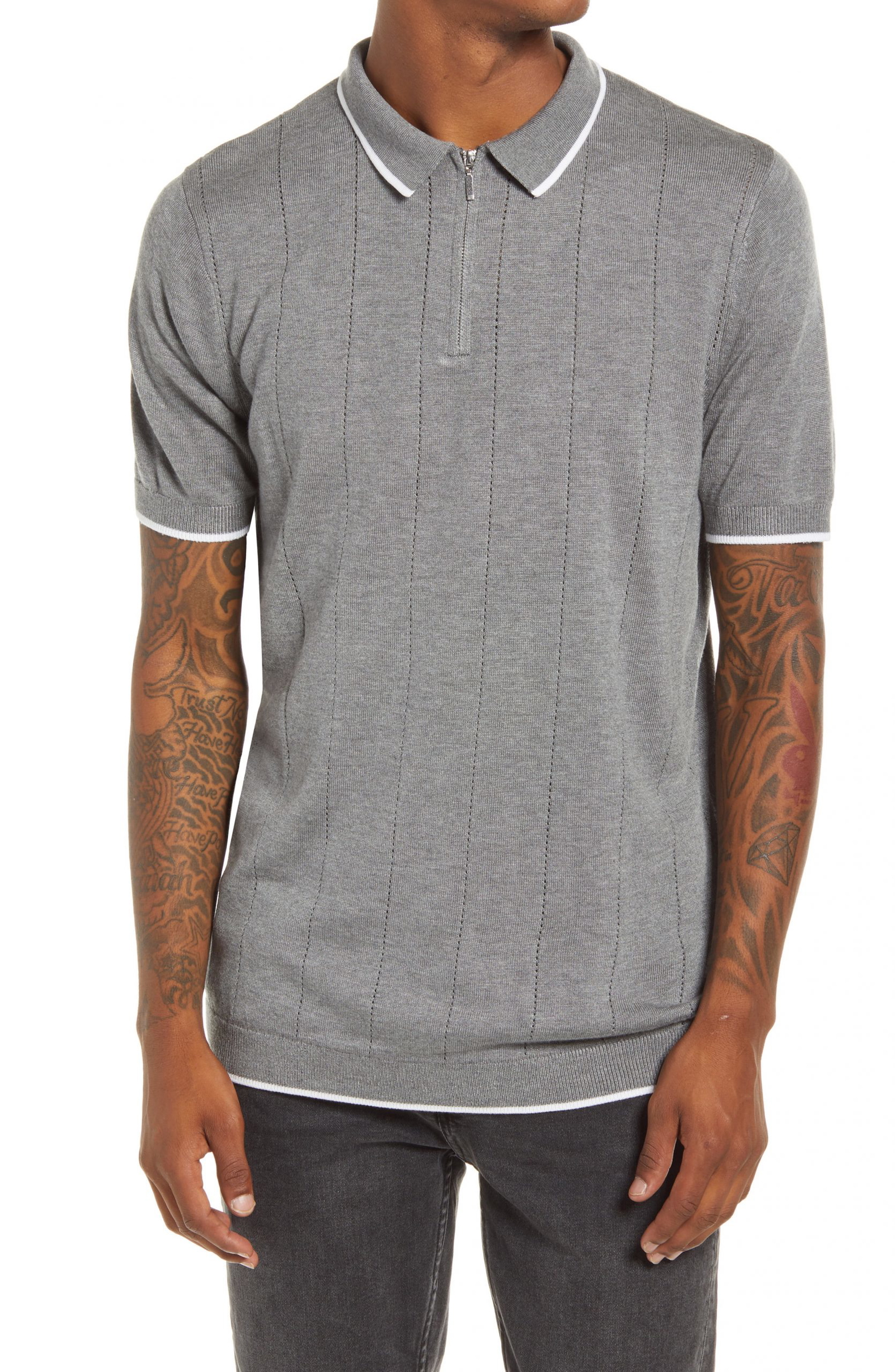 mens black zip polo shirt