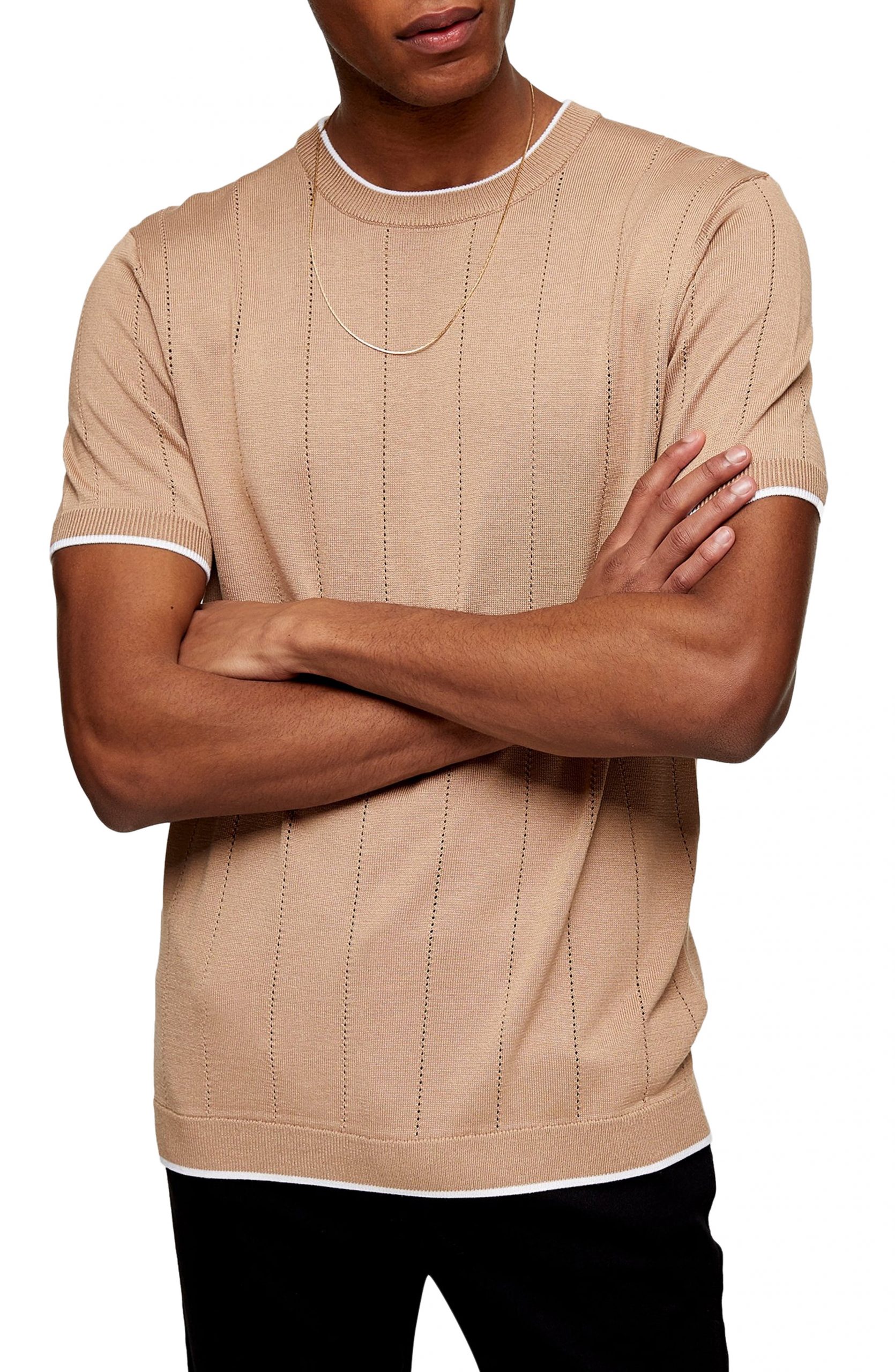 tan short sleeve sweater