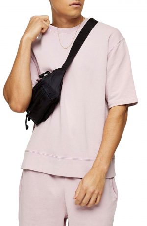 Men's Topman Short Sleeve French Terry Sweatshirt, Size X-Small - Purple Men's Topman Short Sleeve French Terry Sweatshirt, Size X-Small - Purple