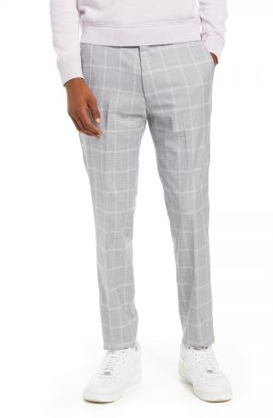 Men's Topman Skinny Fit Flat Front Check Men's Pants, Size 30 x 32 - Grey Men's Topman Skinny Fit Flat Front Check Men's Pants, Size 30 x 32 - Grey