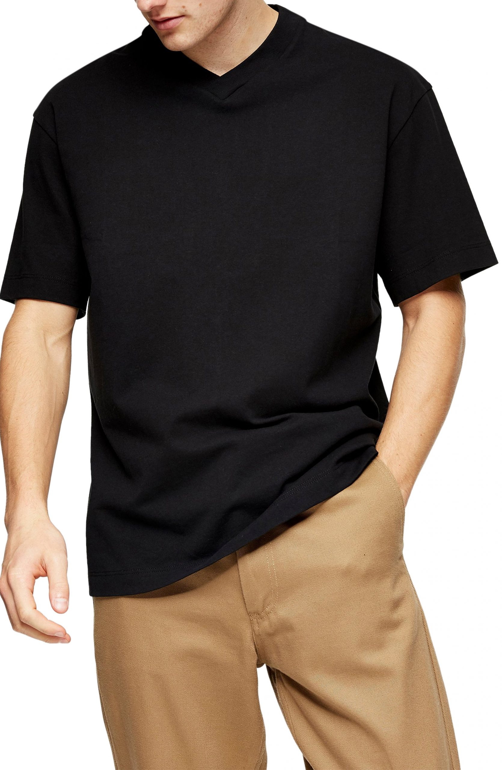 men's black v neck t shirts