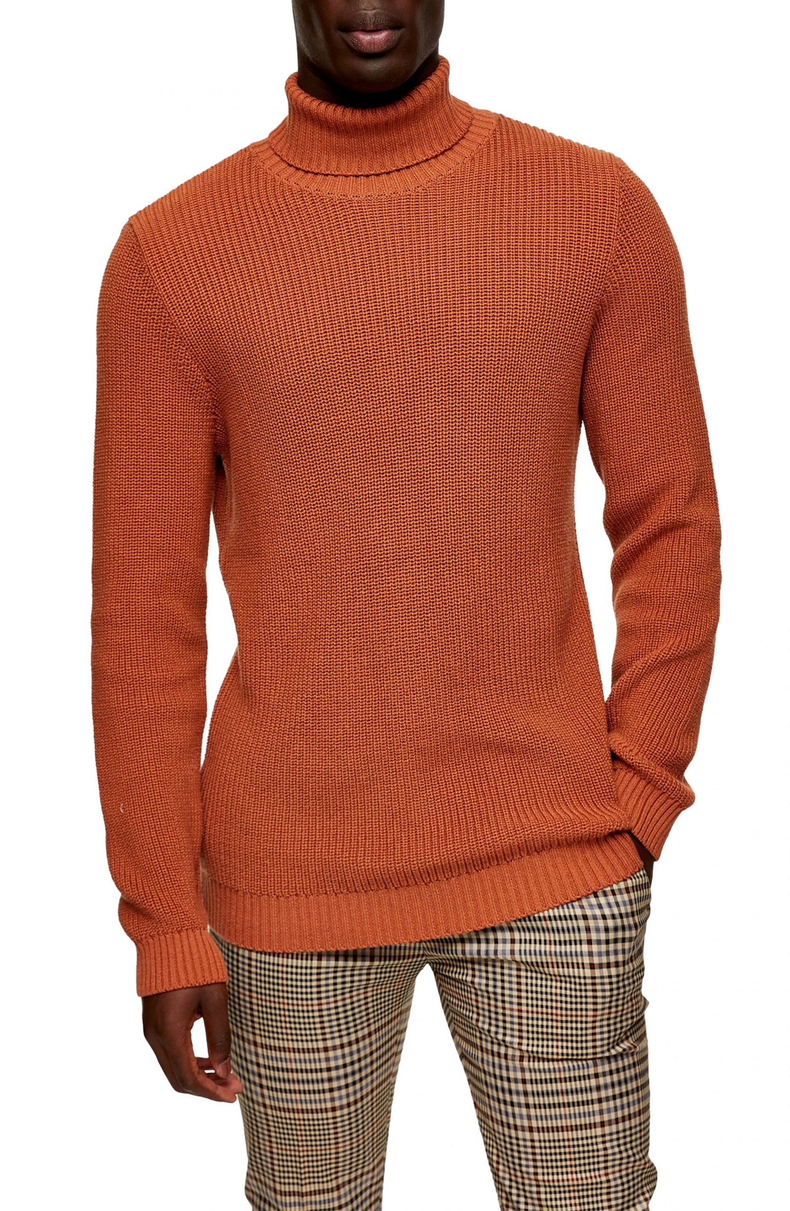 mens orange turtleneck sweater