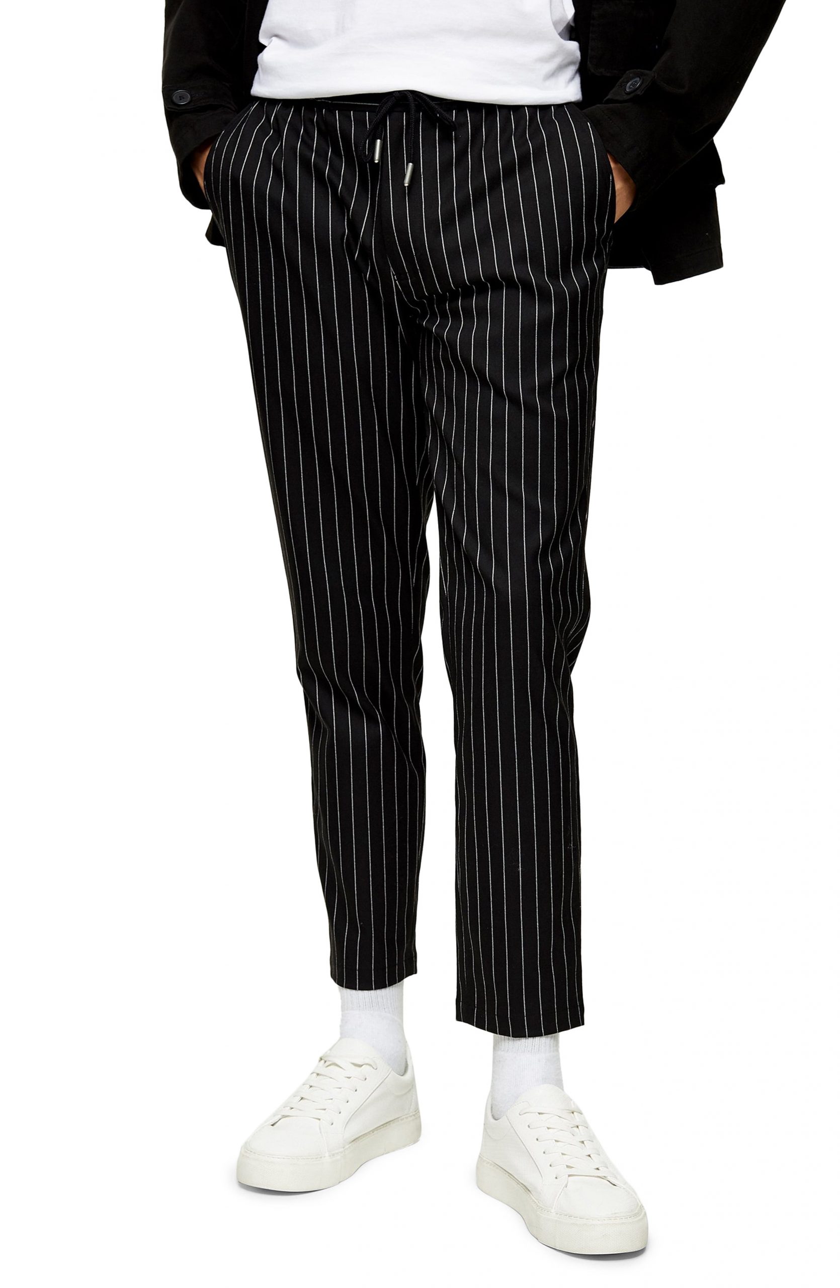 Men’s Topman Whyatt Stripe Trousers, Size 34 x 34 - Black | The Fashionisto