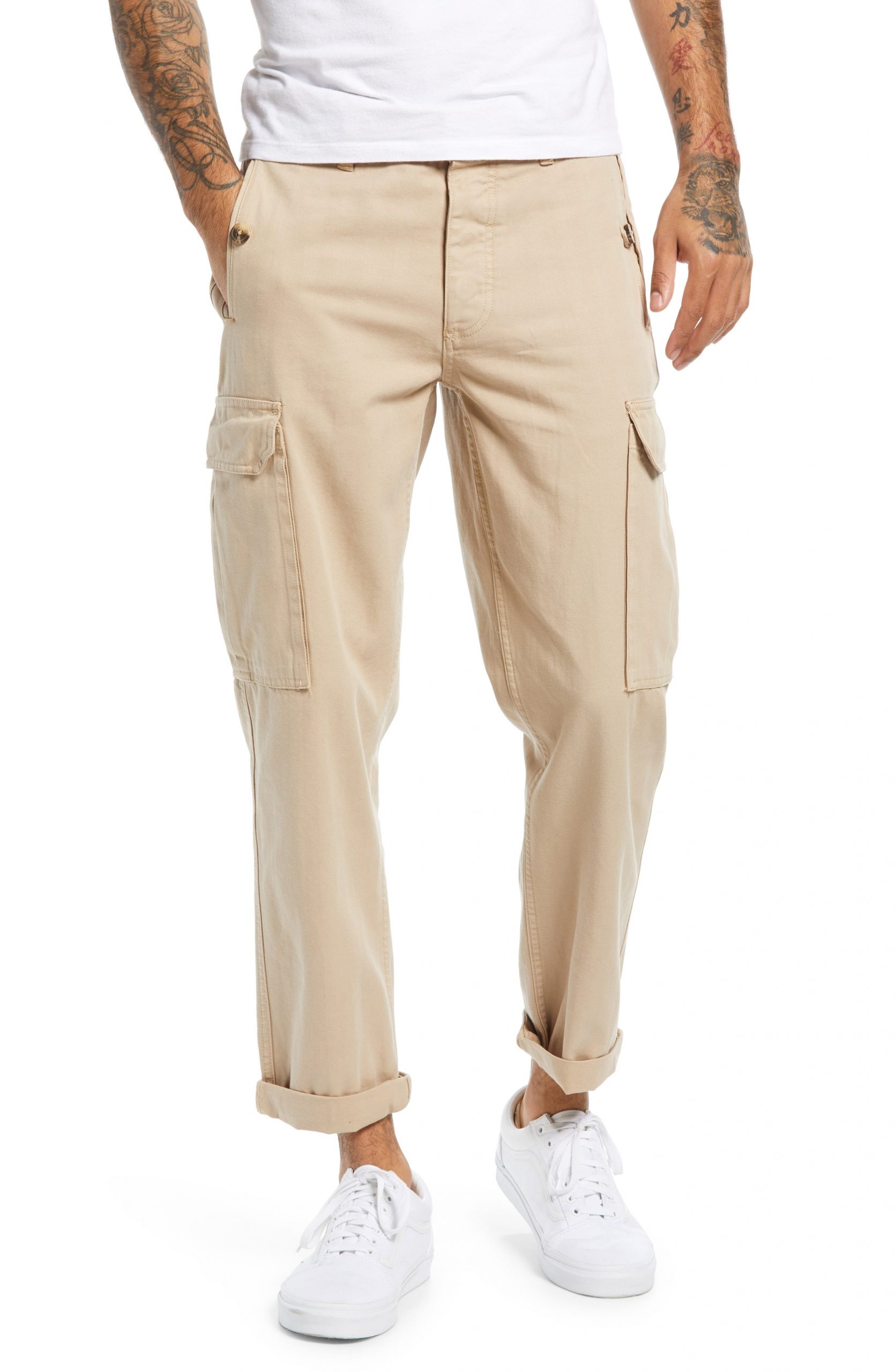 mens wide leg cargo pants