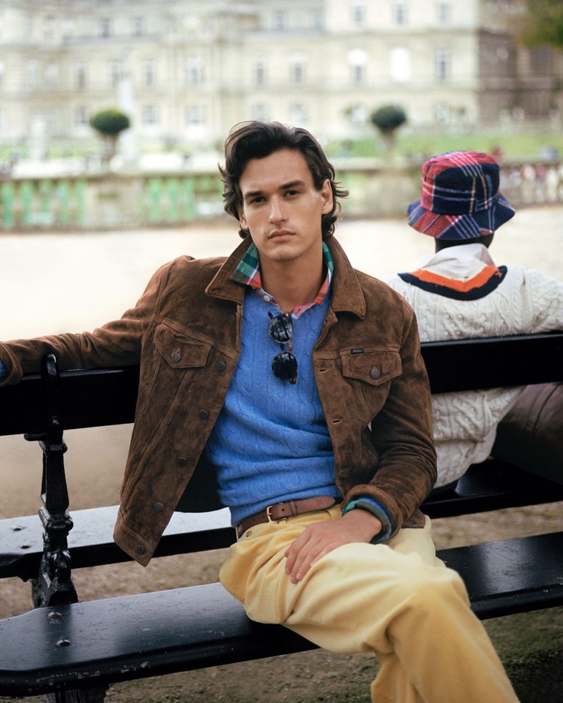 A chic vision, Jegor Venned models menswear from POLO Ralph Lauren's Heritage Icons collection.