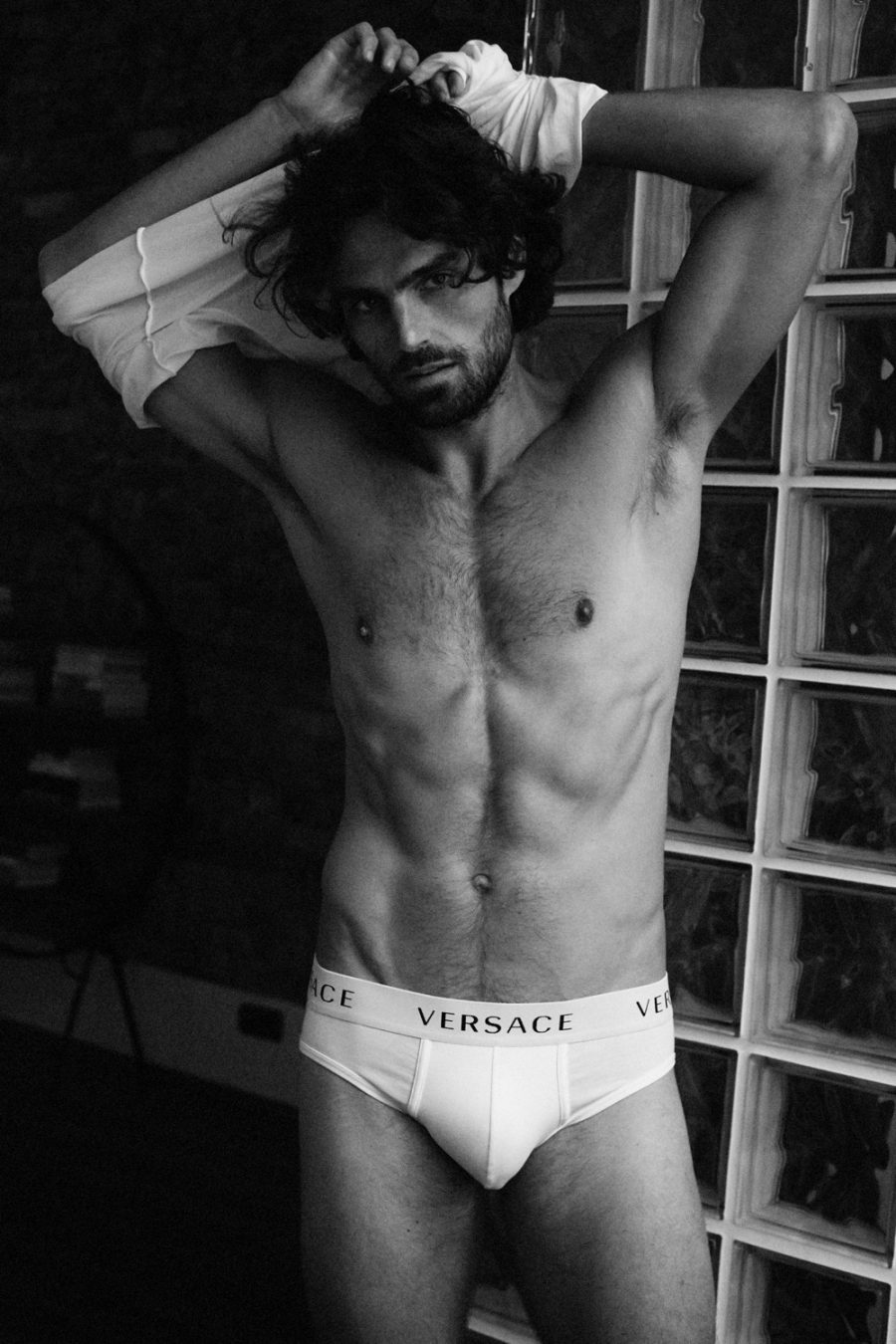 Peter wears underwear Versace and t-shirt Hanro.