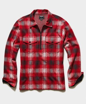 Plaid Quarter Zip Jacket in Red Plaid Quarter Zip Jacket in Red
