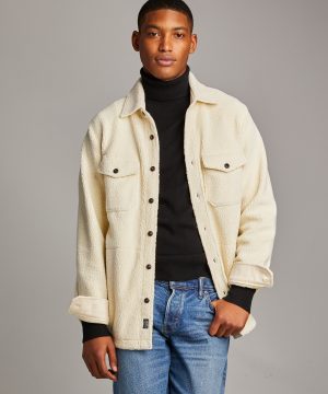 Polartec Sherpa Overshirt in White Polartec Sherpa Overshirt in White