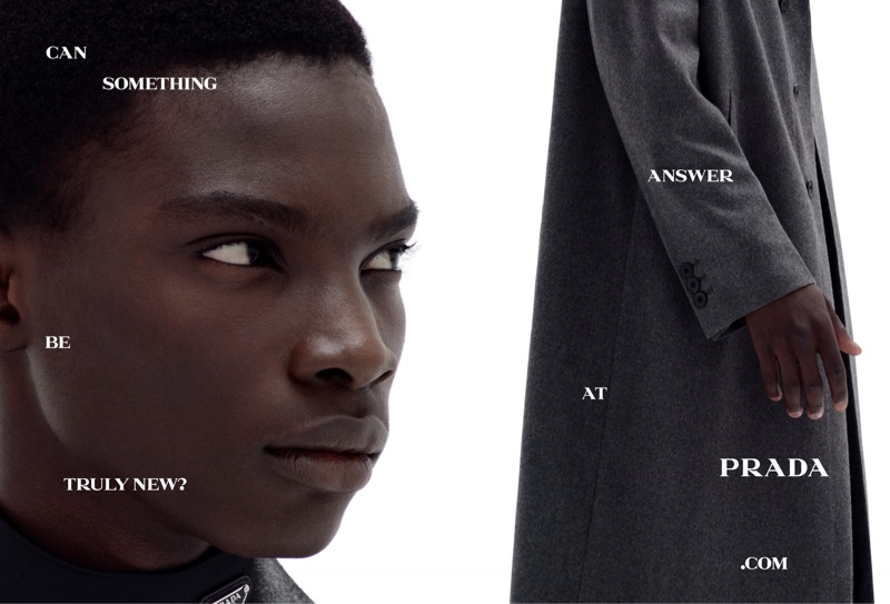 Lamine Niang appears in Prada's spring-summer 2021 men's campaign.