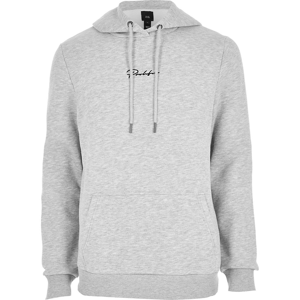 River Island Mens Big and Tall Prolific grey slim fit hoodie | The ...