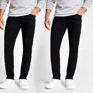 River Island Mens Black Dylan slim fit jeans 2 pack River Island Mens Black Dylan slim fit jeans 2 pack