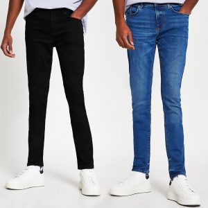River Island Mens Black and blue skinny denim jeans 2 pack River Island Mens Black and blue skinny denim jeans 2 pack