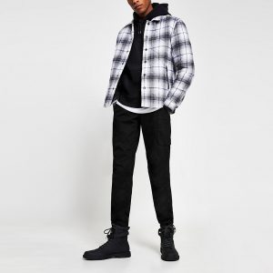 River Island Mens Black cargo utility slim fit trousers River Island Mens Black cargo utility slim fit trousers