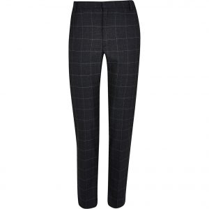 River Island Mens Navy check skinny fit trousers River Island Mens Navy check skinny fit trousers