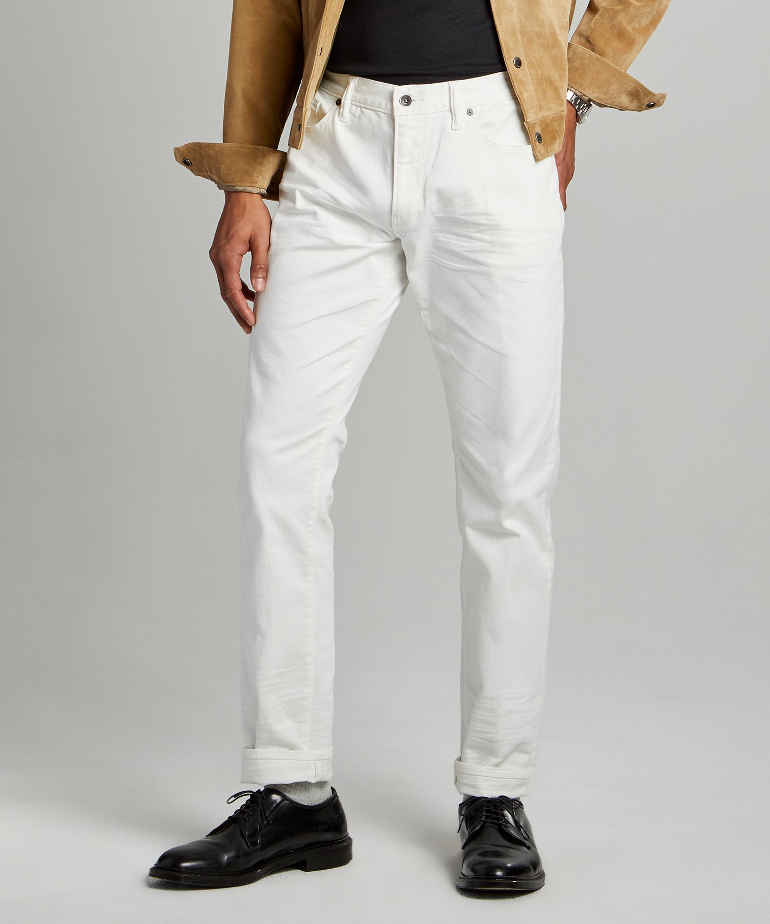 white slim fit chinos
