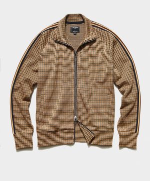 Tattersall Plaid Track Jacket in Tan Tattersall Plaid Track Jacket in Tan