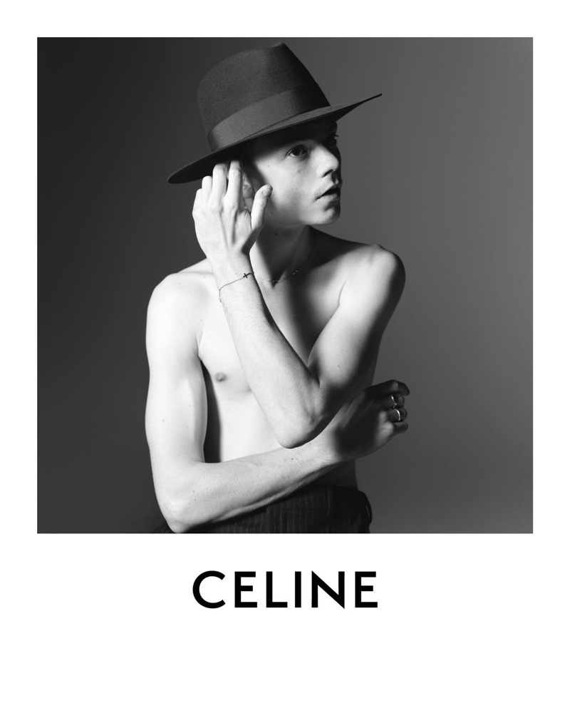 Front and center, a shirtless Thomas Brodie-Sangster appears in Celine's spring-summer 2021 campaign.