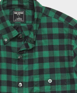 Thomas Mason Buffalo Check Brushed Twill Shirt in Green Thomas Mason Buffalo Check Brushed Twill Shirt in Green