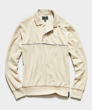 Velour Piped Polo in Sand Velour Piped Polo in Sand