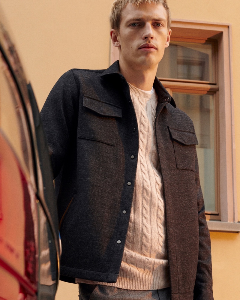 Model Victor Nylander wears a chic everyday look from Massimo Dutti.