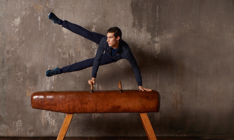 Marco Bozzato takes to a leather pommel horse for ZILLI Sport's fall-winter 2020 campaign.