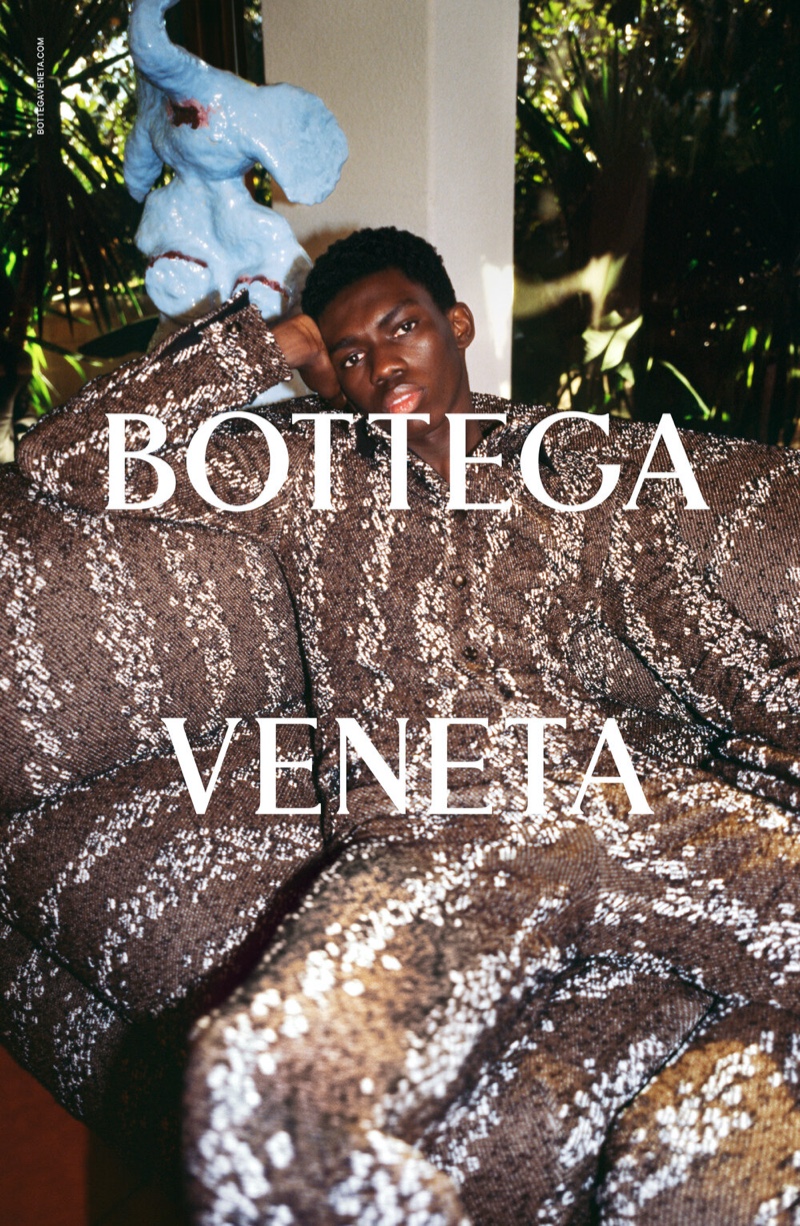 Ottawa Kwami appears in Bottega Veneta's spring-summer 2021 men's campaign.