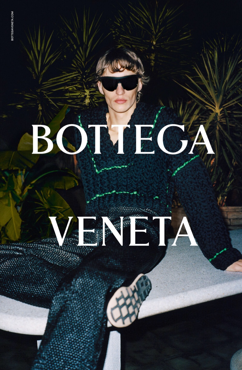 Front and center, Nikita Stsjolokov stars in Bottega Veneta's spring-summer 2021 men's campaign.