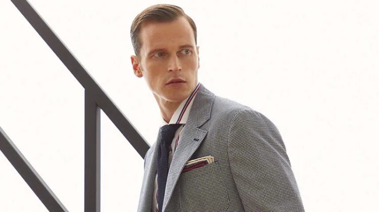 German model Lars Burmeister links up with Brunello Cucinelli to showcase its spring-summer 2021 suits.