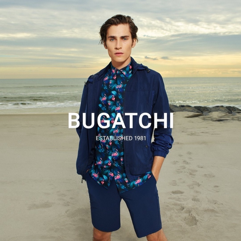 Liam Kelly stars in Bugatchi's spring-summer 2021 men's campaign.