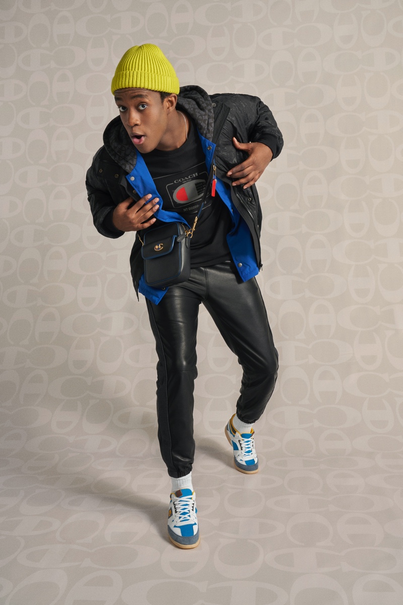 TikTok star Wisdom Kaye models a look from the Coach x Champion collection. » Coach Unveils Champion Collection with Campaign TikTok star Wisdom Kaye models a look from the Coach x Champion collection.