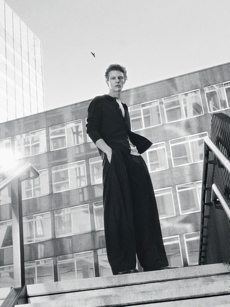Tim Schuhmacher embraces relaxed proportions in a look from the Core by COS collection.