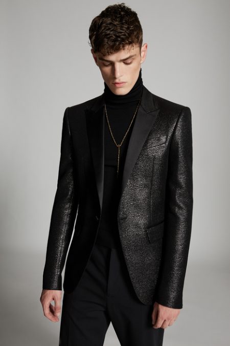 DSQUARED2 Men Blazer Black Size 42 45% Wool 37% Acetate 18% Polyester ...