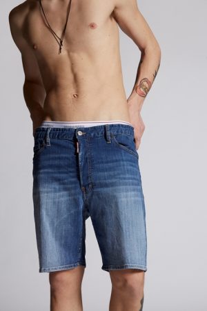 DSQUARED2 Men Shorts Blue Size 34 98% Cotton 2% Elastane Bovine leather DSQUARED2 Men Shorts Blue Size 34 98% Cotton 2% Elastane Bovine leather