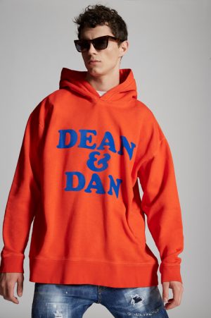 DSQUARED2 Men Sweatshirt Orange Size XXL 100% Cotton DSQUARED2 Men Sweatshirt Orange Size XXL 100% Cotton