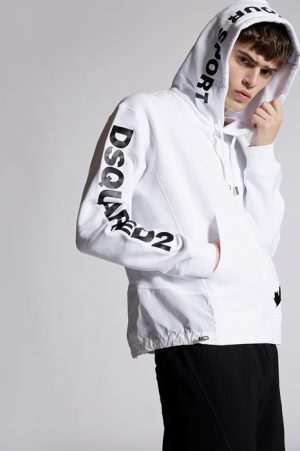DSQUARED2 Men Sweatshirt White Size XL 100% Cotton Polyester DSQUARED2 Men Sweatshirt White Size XL 100% Cotton Polyester