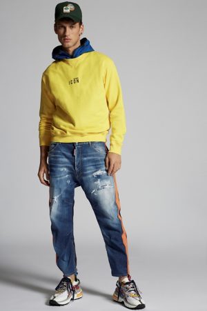 DSQUARED2 Men Sweatshirt Yellow Size S 100% Cotton DSQUARED2 Men Sweatshirt Yellow Size S 100% Cotton