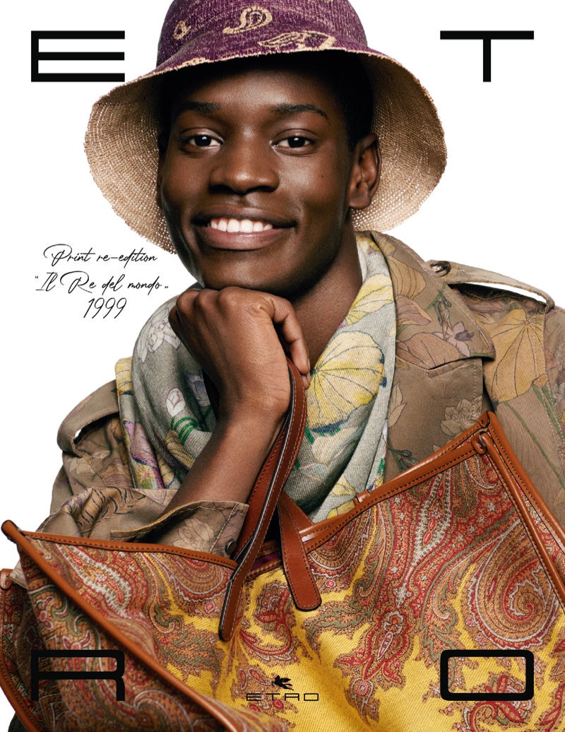 All smiles, Grace Musase fronts Etro's spring-summer 2021 men's campaign.