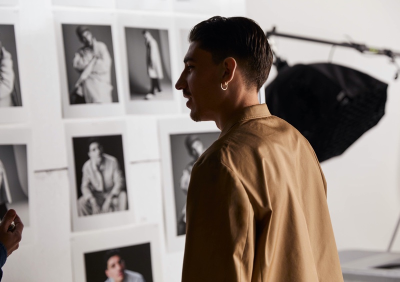 Connecting with H&M, Héctor Bellerín looks at images for his Edition collection campaign.