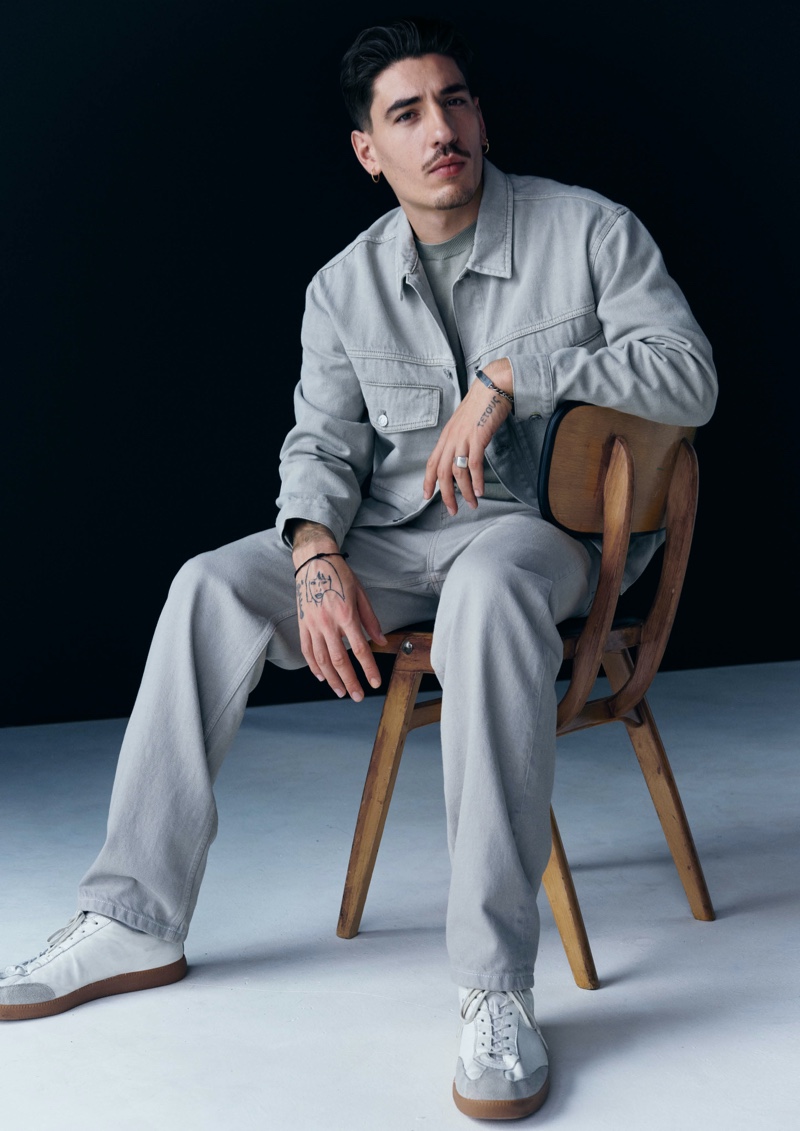 Héctor Bellerín sports a denim look from his H&M Edition collection.