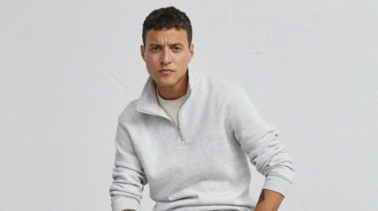 Front and center, Felix Radford dons H&M's hybrid slim jeans.