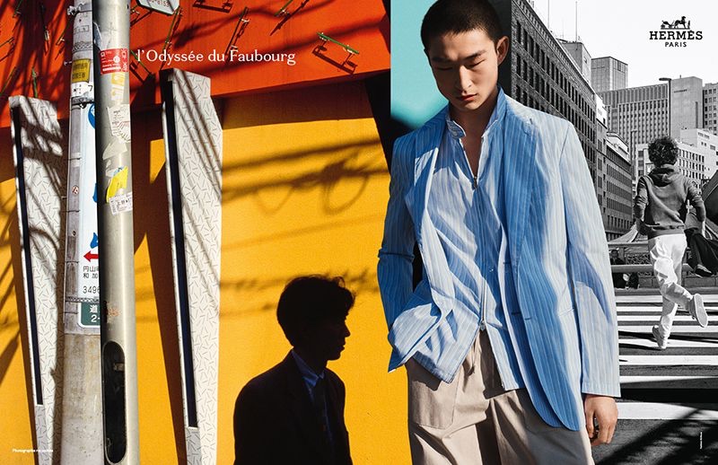 Hermès enlists model Sang Woo Kim as the star of its spring-summer 2021 men's campaign.