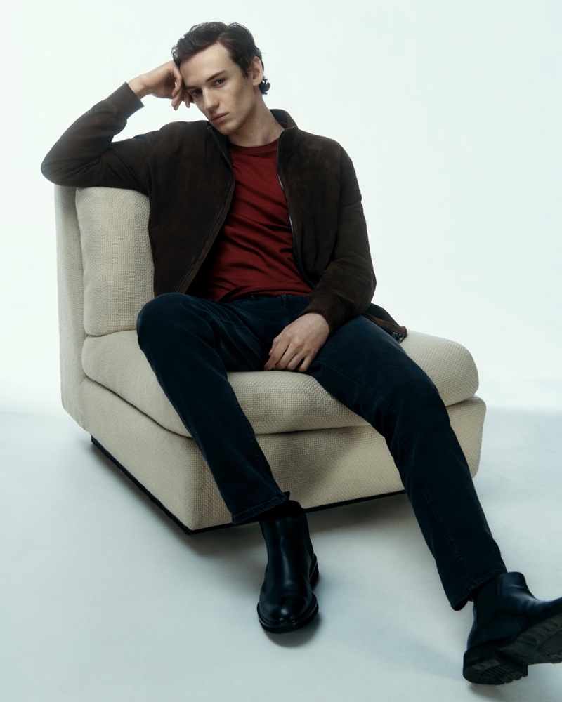 Model Jakob Zimny stars in a Valentine's Day themed editorial for Massimo Dutti.