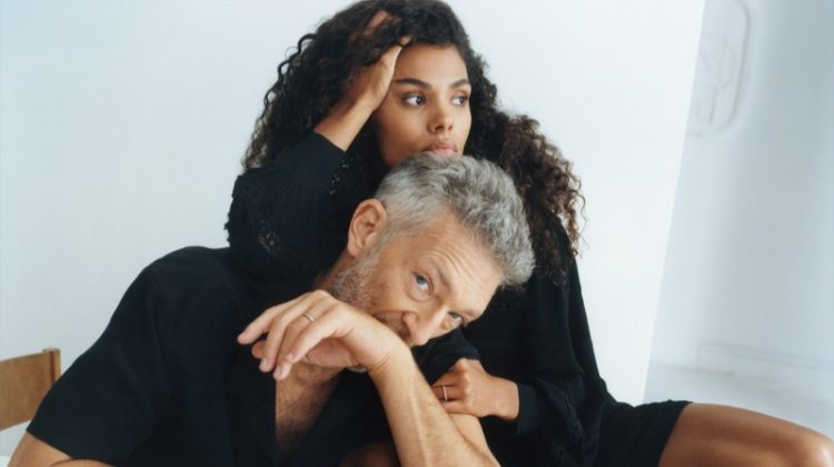 Vincent Cassel and Tina Kunakey star in The Kooples' spring-summer 2021 campaign.