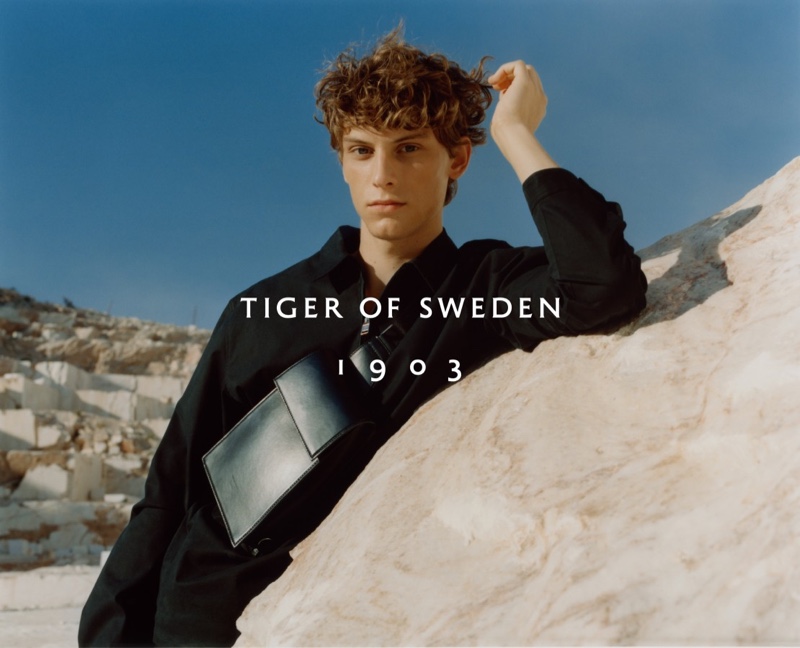 Serge Sergeev stars in Tiger of Sweden's spring-summer 2021 men's campaign.