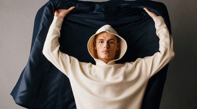 Finley Rocks Oversized Leisure Looks from Zara Hitting the studio, Finley Prentice wears a matching hooded pullover and joggers from Zara Man.