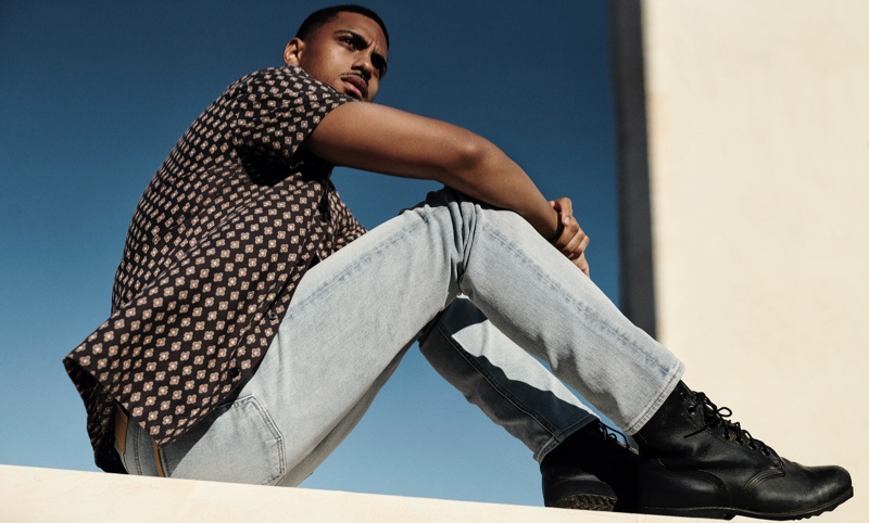 Keith Powers fronts 7 For All Mankind's spring-summer 2021 men's campaign.