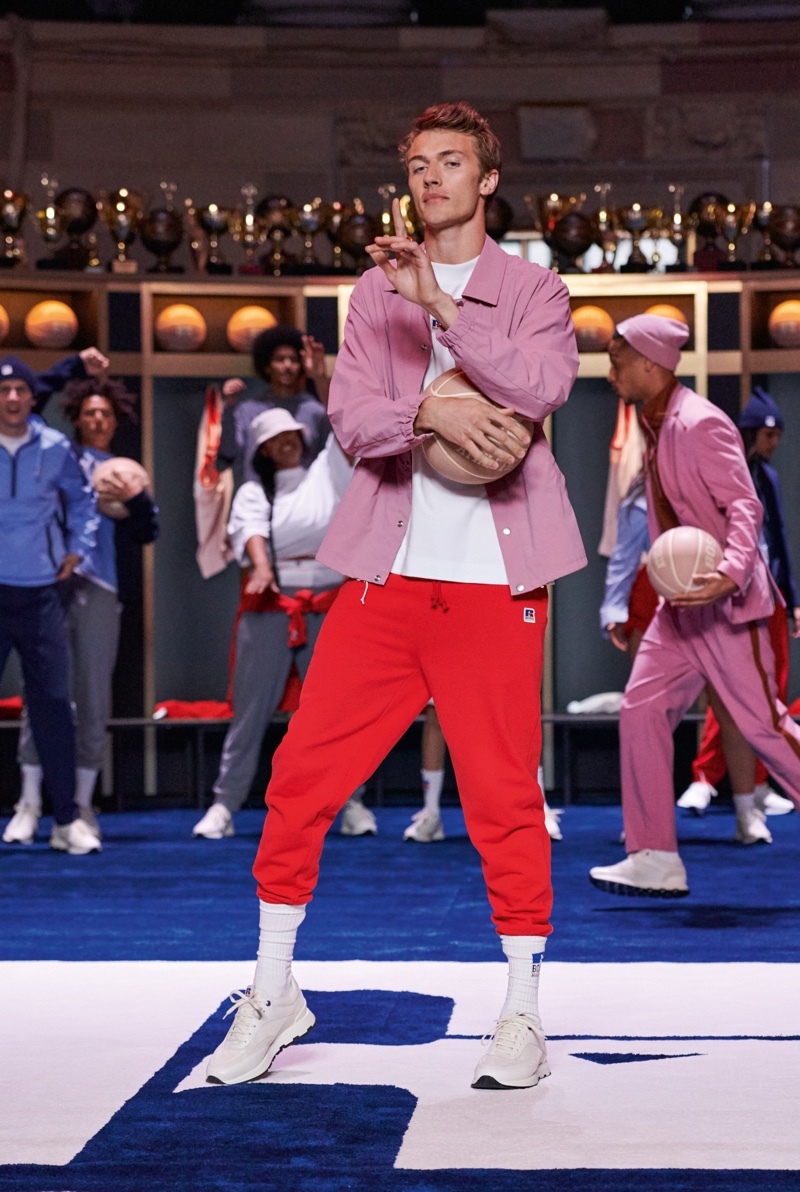 Lucky Blue Smith sports a look from the BOSS x Russell Athletic collection. » BOSS Gets Sporty with Russell Athletic Collection Lucky Blue Smith sports a look from the BOSS x Russell Athletic collection.