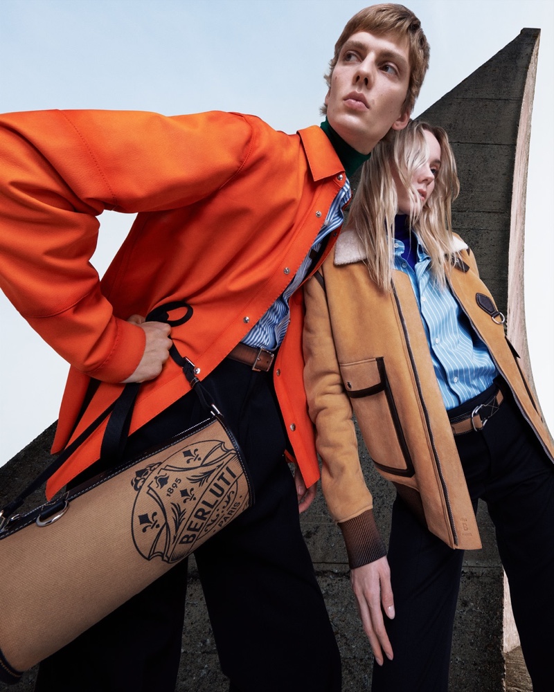 Leon Dame and Kiki Willems front Berluti's spring-summer 2021 campaign.