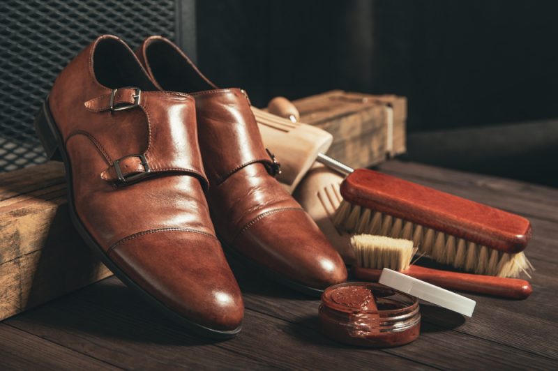 Brown Leather Monk Strap Shoes